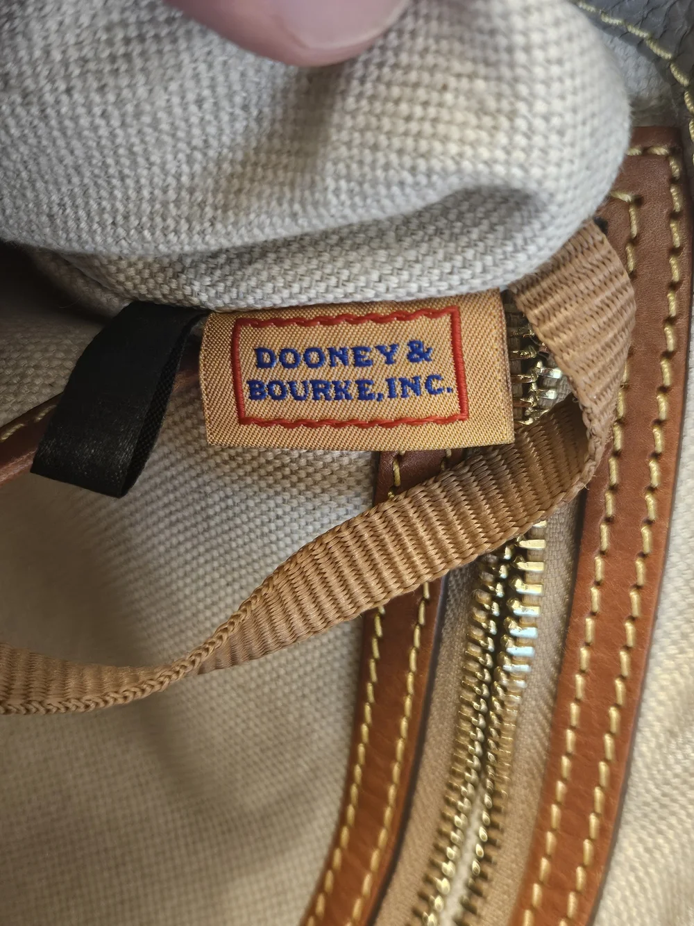 Dooney & Bourke Taupe Hobo with Tan Trim